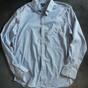 J. Crew Performance Slim Blue and White Thin-Stripe Dress Shirt